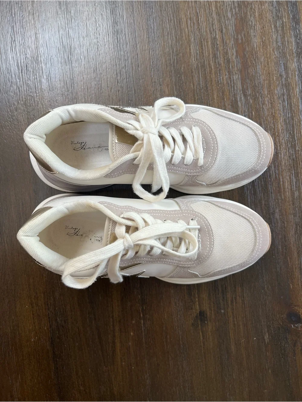 Vintage Havana Cream and Gold Star Lace-Up Sneakers